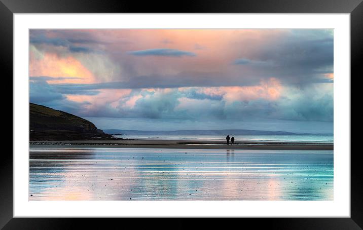 Sunset beach walk Framed Mounted Print by Simon West
