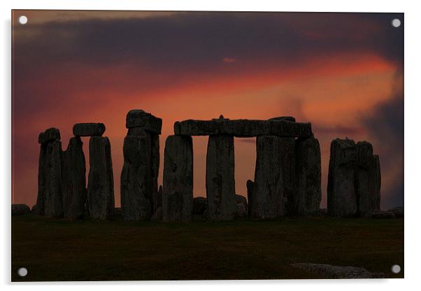 Stonehenge sunset Acrylic by Elaine Pearson