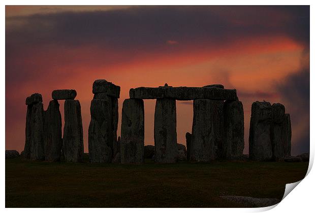 Stonehenge sunset Print by Elaine Pearson