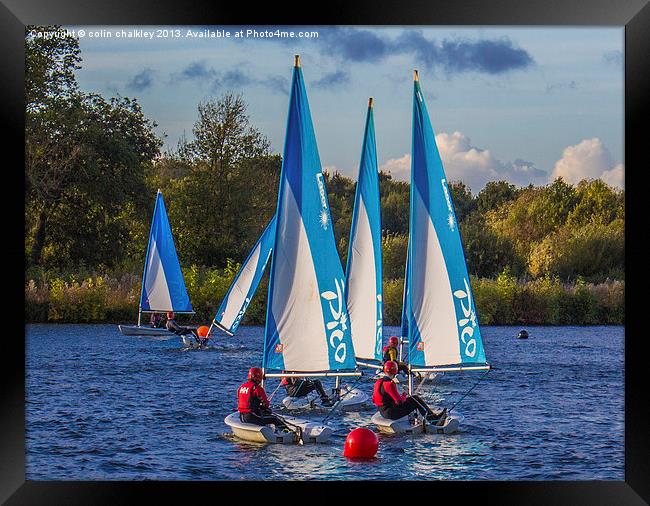 Dinghy Sailing at Dinton Pastures Framed Print by colin chalkley