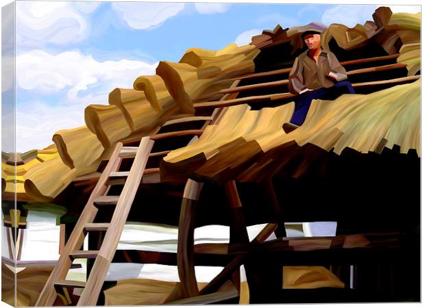Thatching the Wellhouse Canvas Print by Trevor Butcher
