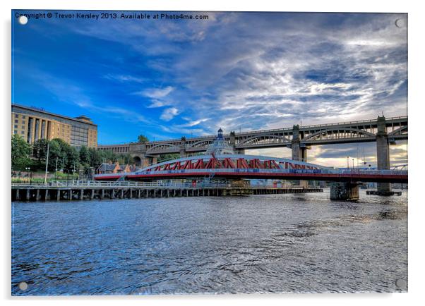 Port of Tyne Swing Bridge Acrylic by Trevor Kersley RIP