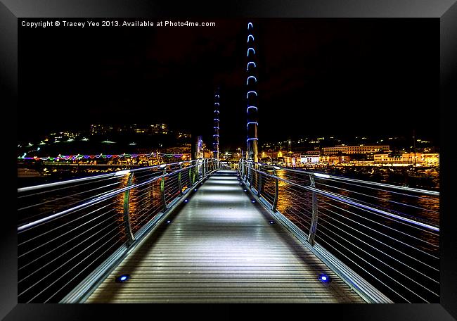 Torquay Harbour Footbridge Framed Print by Tracey Yeo