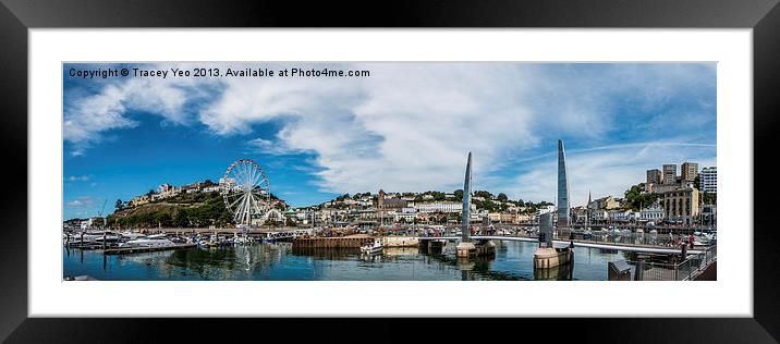 Torquay Panorama Framed Mounted Print by Tracey Yeo