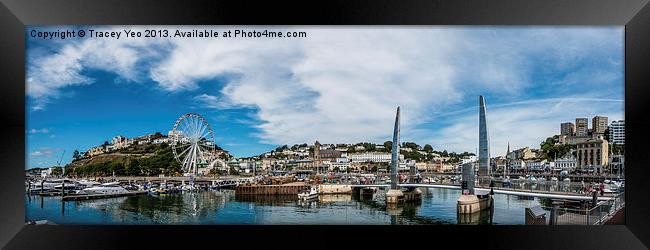 Torquay Panorama Framed Print by Tracey Yeo