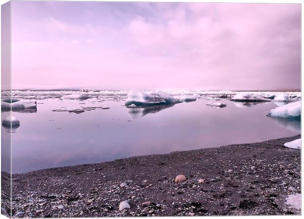 Iceland, Lake, Pink Tint Canvas Print by Robert Cane