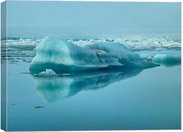 Iceland, Lake, Ice Block Canvas Print by Robert Cane