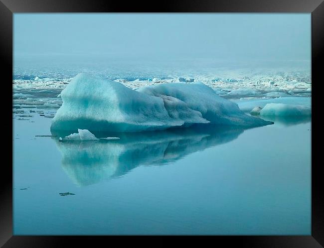 Iceland, Lake, Ice Block Framed Print by Robert Cane