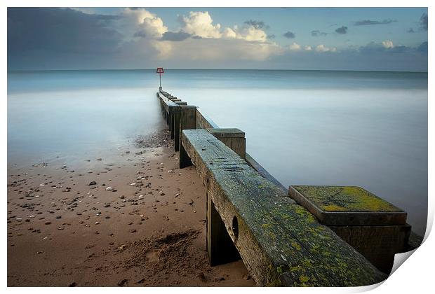 Sea groyne Print by Tony Bates