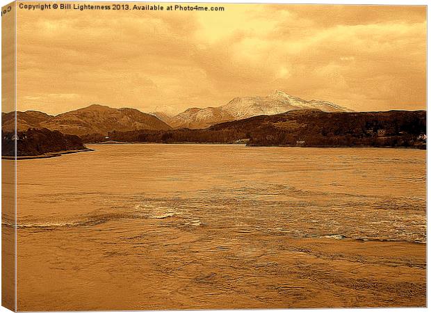Loch Etive to the Mountains Canvas Print by Bill Lighterness