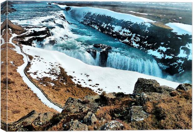 The Gullfoss Waterfalls, Iceland Canvas Print by Robert Cane