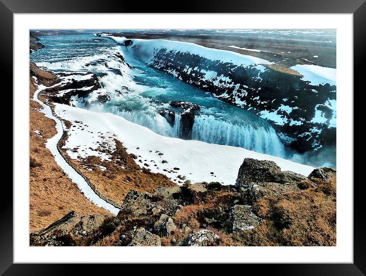 The Gullfoss Waterfalls, Iceland Framed Mounted Print by Robert Cane