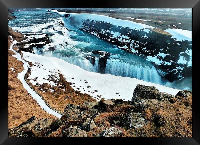 The Gullfoss Waterfalls, Iceland Framed Print by Robert Cane