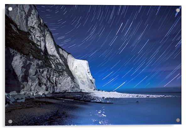 White Cliffs of Dover on a Starry Night Acrylic by Ian Hufton