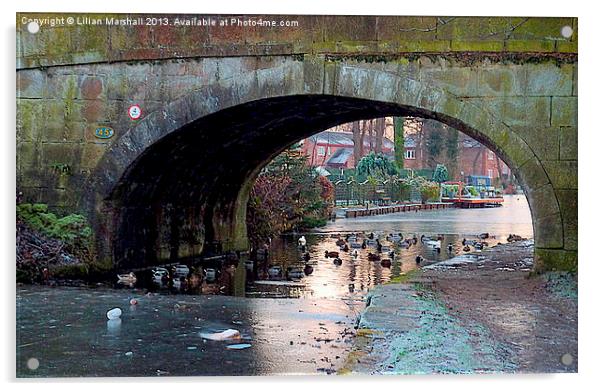 Myerscough Hall Bridge-No 45 Acrylic by Lilian Marshall