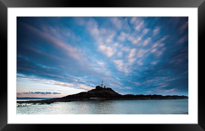 Mumbles lighthouse Swansea Bay Framed Mounted Print by Leighton Collins