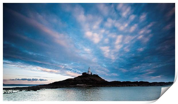 Mumbles lighthouse Swansea Bay Print by Leighton Collins