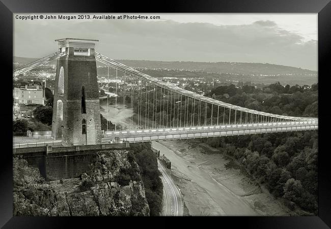 The Suspension Bridge. Framed Print by John Morgan