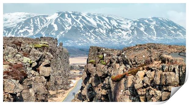 Iceland, Mountain Range Print by Robert Cane