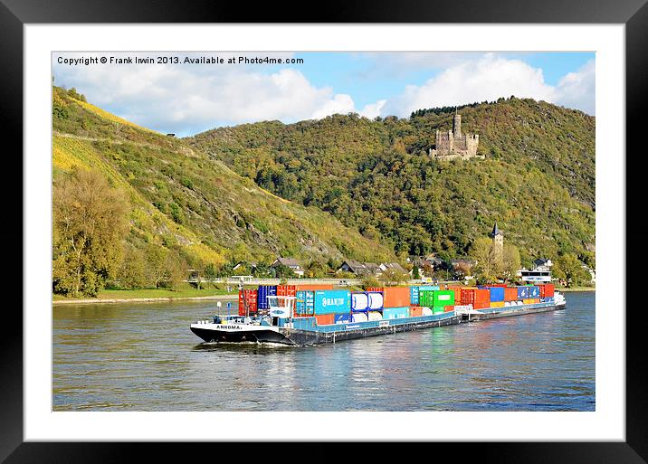 A Rhine boat sails past Burmg Maus Framed Mounted Print by Frank Irwin