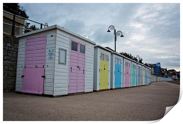 Lyme Regis Beach Huts Print by Graham Custance