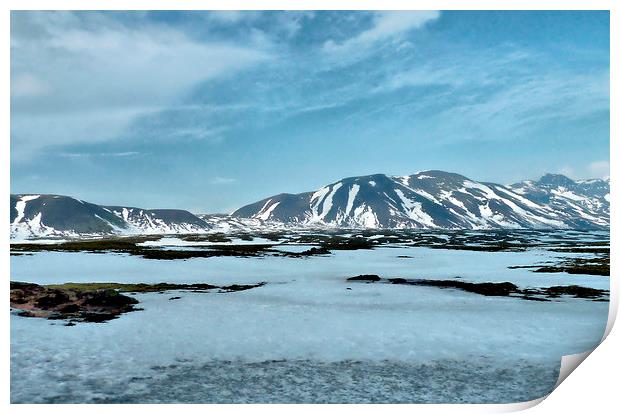 Iceland, Mountain Range Print by Robert Cane