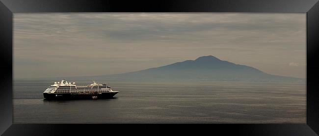 Cruising past Vesuvious Framed Print by Peter Elliott 