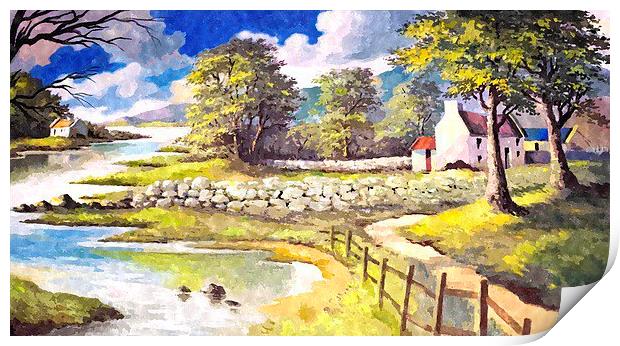 County Connemara landscape scene Print by Brian  Raggatt