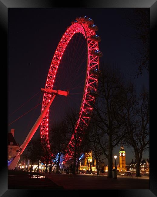 London's Big Eye and Small Ben Framed Print by Stephen Brown
