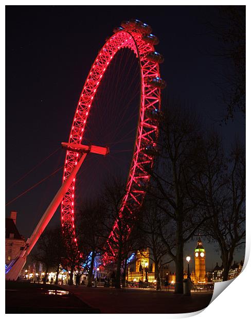 London's Big Eye and Small Ben Print by Stephen Brown