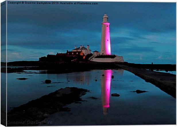 St Marys Lighthouse, Pretty in Pink Canvas Print by Graeme Darbyshire