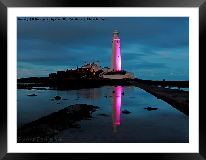 St Marys Lighthouse, Pretty in Pink Framed Mounted Print by Graeme Darbyshire