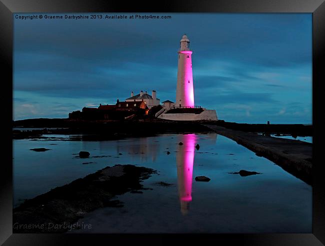 St Marys Lighthouse, Pretty in Pink Framed Print by Graeme Darbyshire