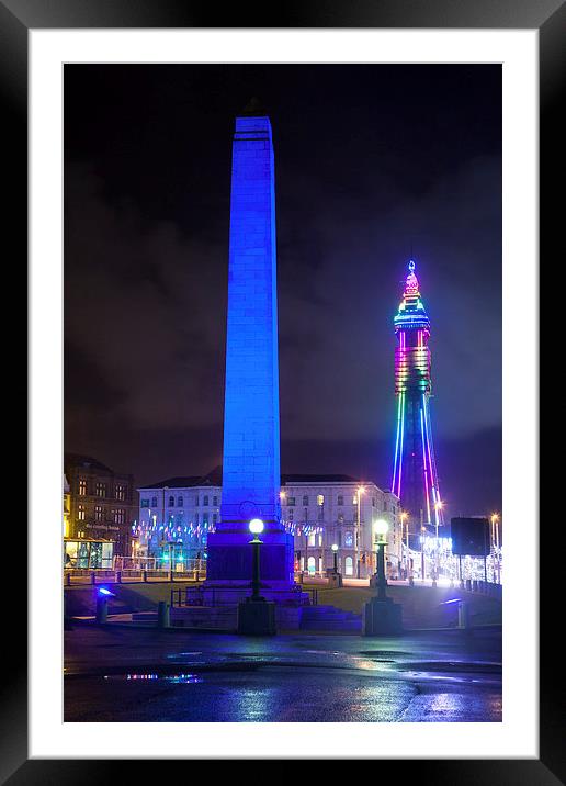 Blackpool Tower at night Framed Mounted Print by Ian Middleton