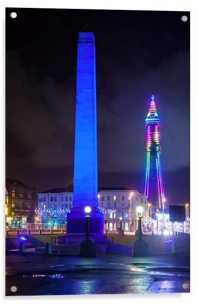 Blackpool Tower at night Acrylic by Ian Middleton