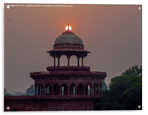 Sunrise at the Taj Mahal Acrylic by colin chalkley