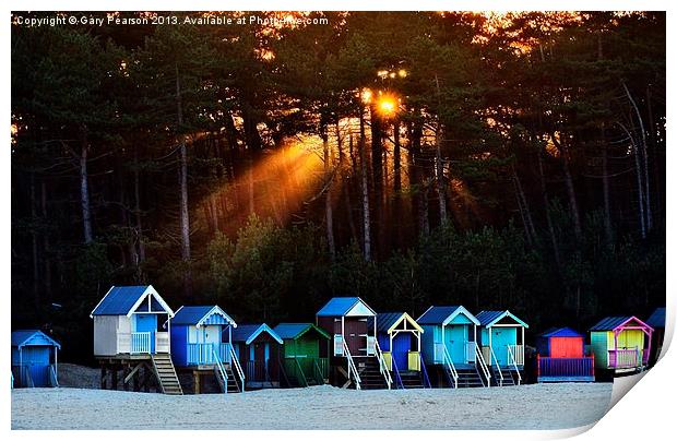 Wells next-the-sea beach huts Print by Gary Pearson