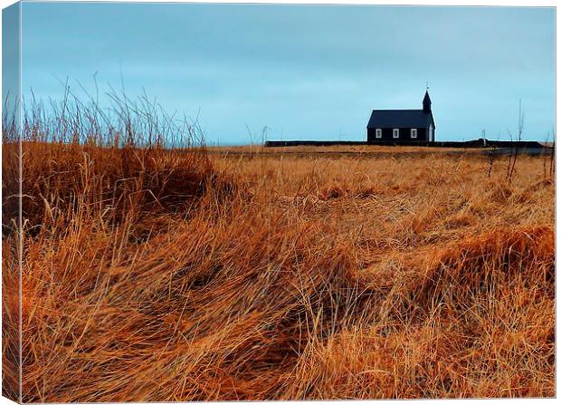 Iceland, Isolated Church Canvas Print by Robert Cane