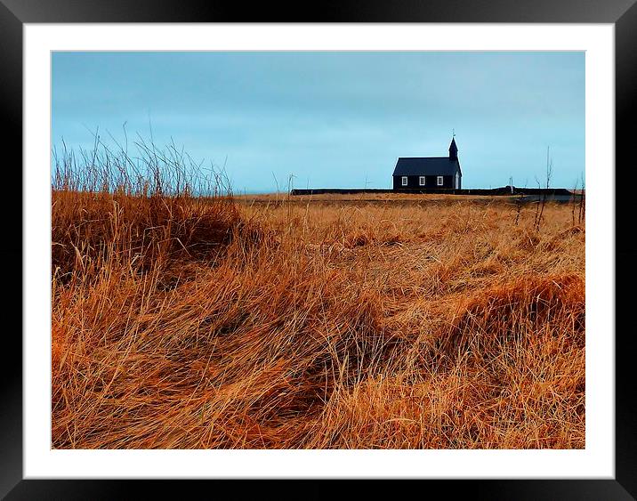 Iceland, Isolated Church Framed Mounted Print by Robert Cane
