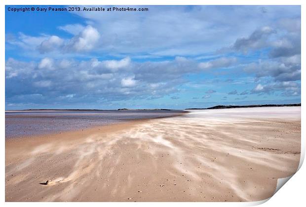 Brancaster beach sand storm Print by Gary Pearson