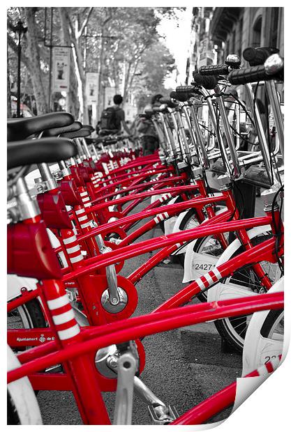 Barcelona bikes Print by Colin Chipp
