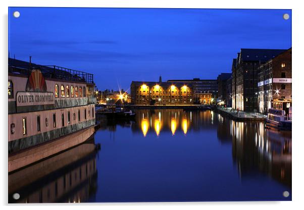 Glowing habour at night Acrylic by Gabriela Wernicke-Marfo