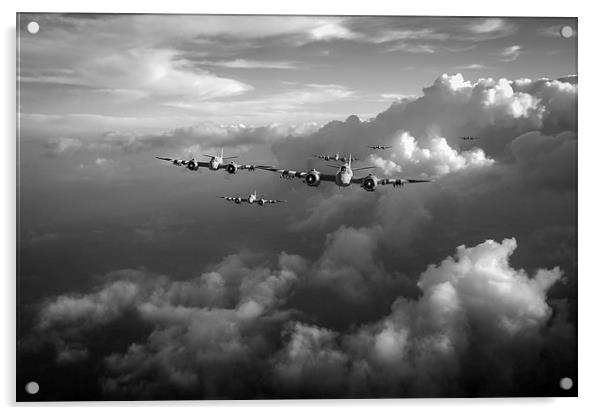 Beaufighters strike package black and white versio Acrylic by Gary Eason