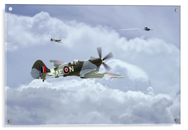 Spitfire XIV,  V-1 Hunter Acrylic by J Biggadike