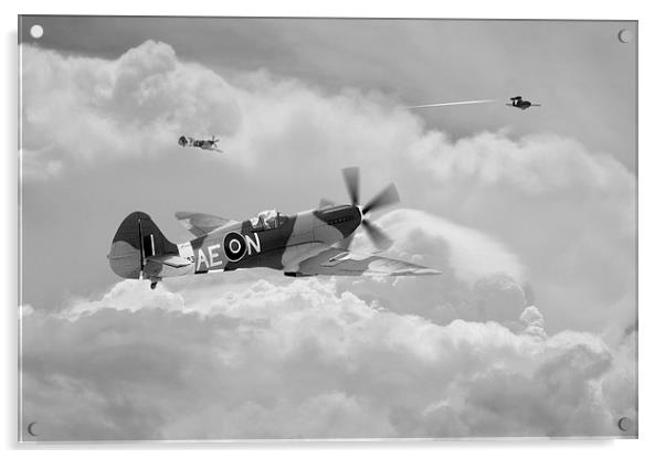 Spitfire XIV,  V-1 Hunter - Mono Acrylic by J Biggadike