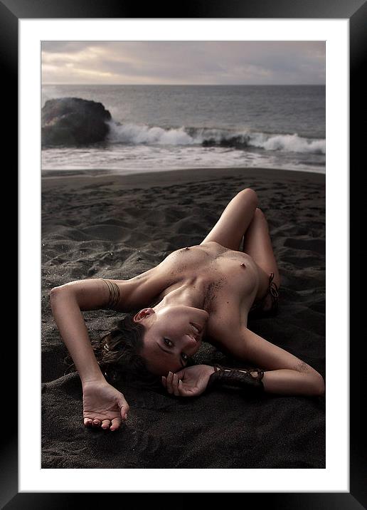 black beach 01 Framed Mounted Print by Silvio Schoisswohl