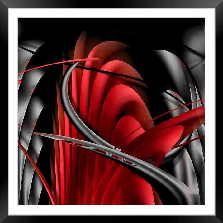 Underworld (Digital Abstract/Red) Framed Mounted Print by Nicola Hawkes