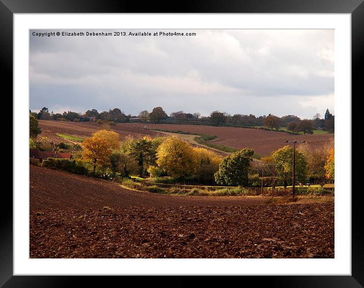 Ploughed Fields in Autumn Framed Mounted Print by Elizabeth Debenham