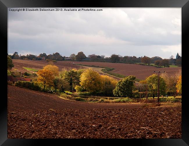 Ploughed Fields in Autumn Framed Print by Elizabeth Debenham