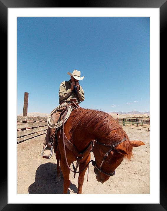 Cowboy and his Caddillac Framed Mounted Print by Patti Barrett